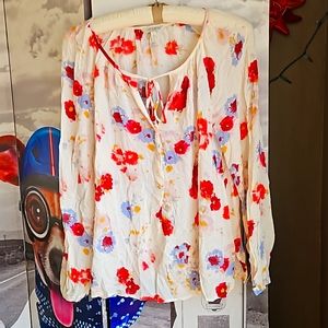 Lucky Brand blouse Boho multicolored great for work or casual.